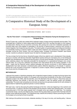A Comparative Historical Study of the Development of a European Army Written by Snezhana Stadnik