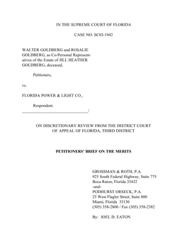 Atives of the Estate of JILL HEATHER GOLDBERG, Deceased