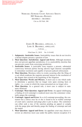 1. Judgments: Justiciable Issues. Justiciability Issues That Do Not Involve a Factual Dispute Present a Question of Law