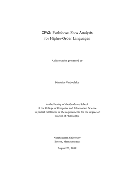 CFA2: Pushdown Flow Analysis for Higher-Order Languages