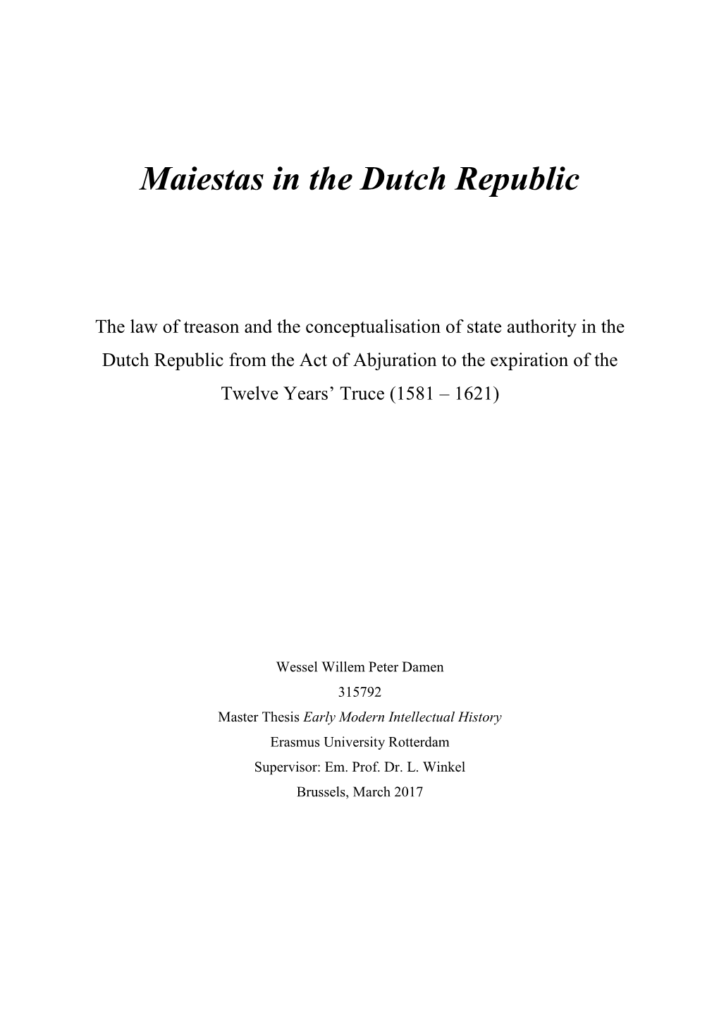 Maiestas in the Dutch Republic