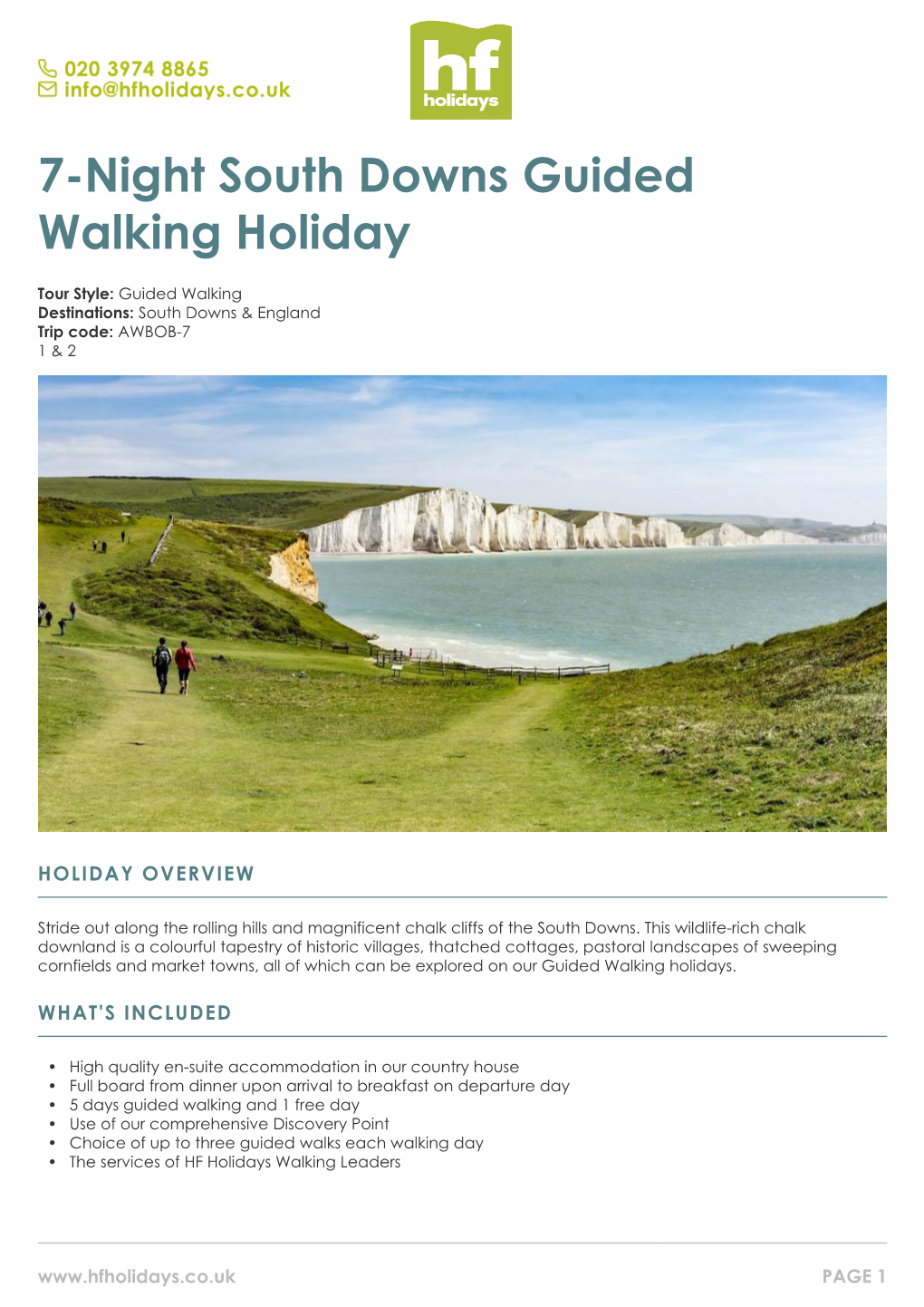7-Night South Downs Guided Walking Holiday