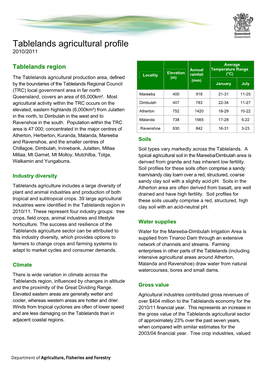 Tablelands Agricultural Profile 2010/2011