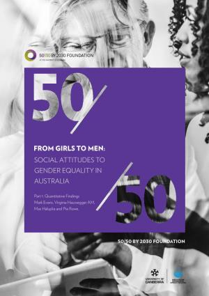 From Girls to Men: Social Attitudes to Gender Equality in Australia