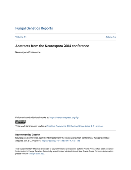 Neurospora 2004 Conference
