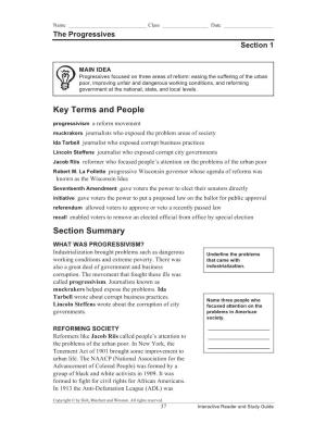 Key Terms and People Section Summary