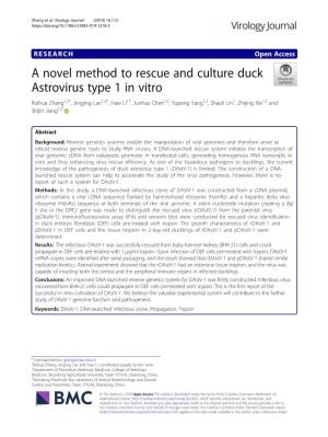 A Novel Method to Rescue and Culture Duck Astrovirus Type 1 in Vitro
