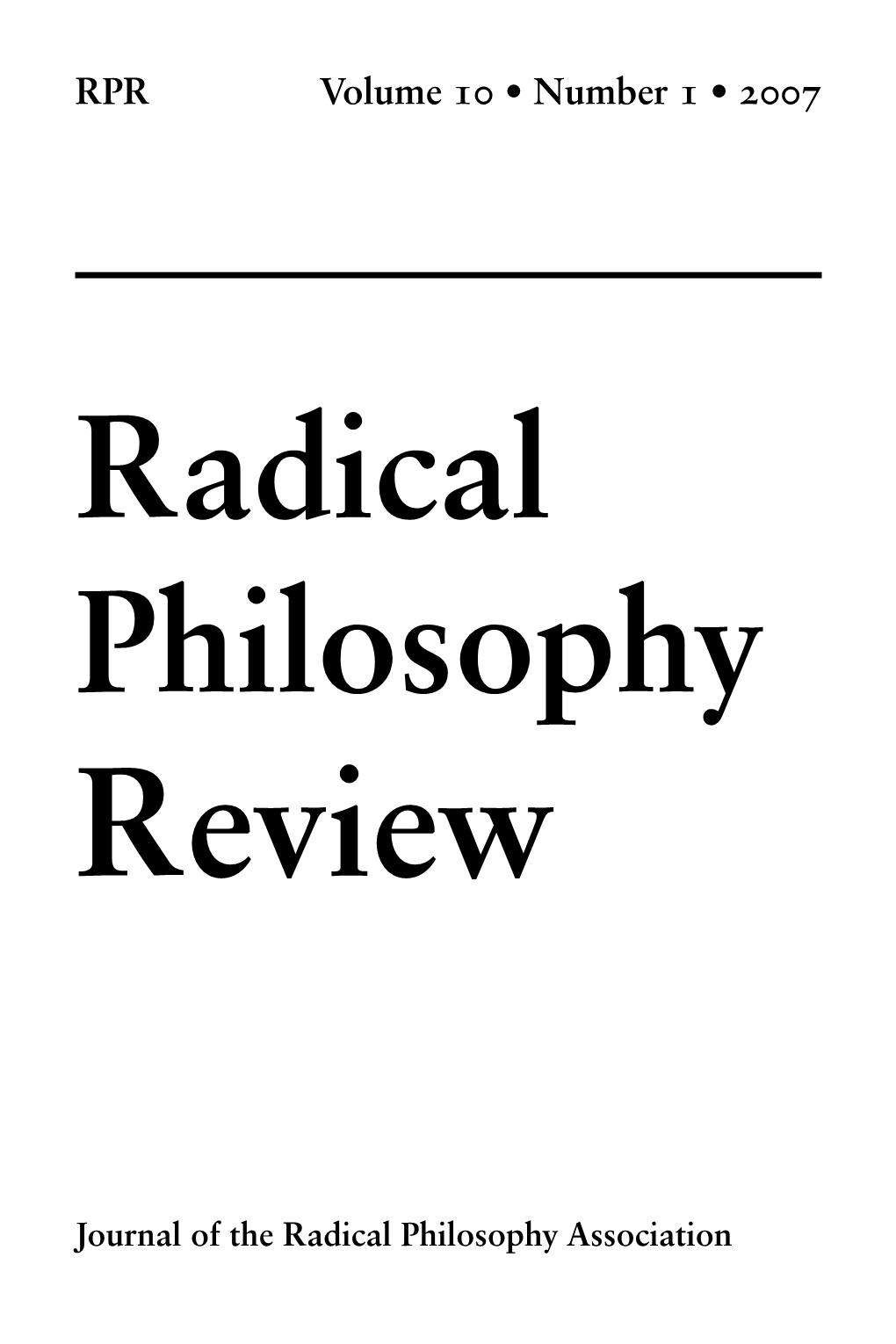 Radical Philosophy Review