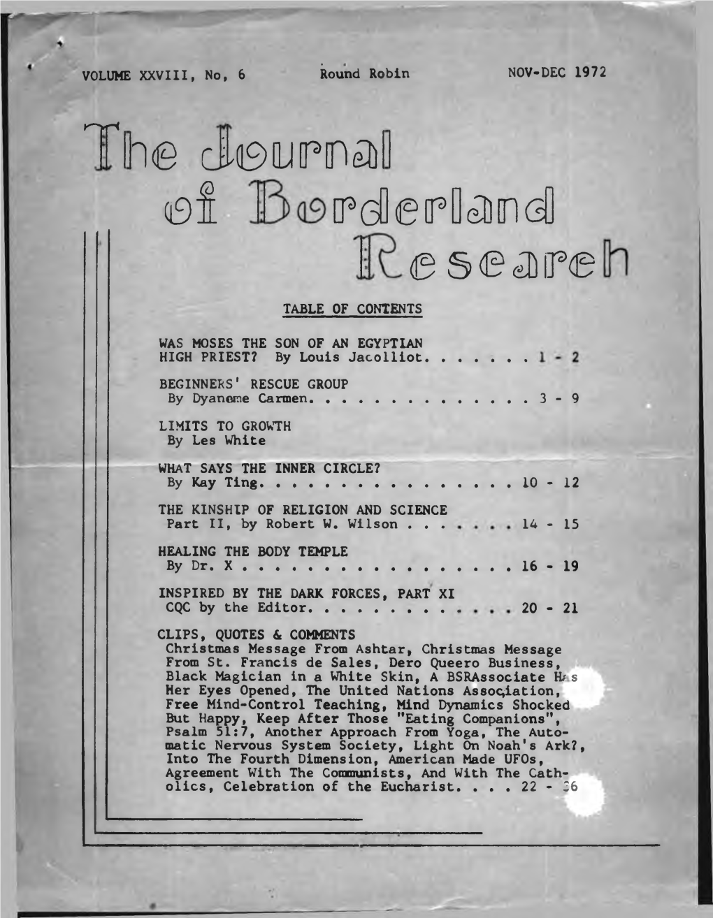 Journal of Borderland Research V28 N6 Nov-Dec 1971