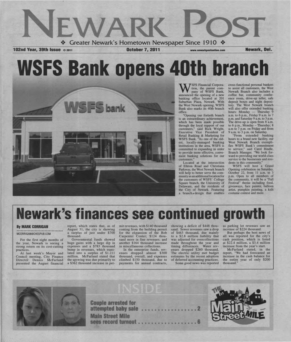 WSFS Bank Opens 40Th Branch