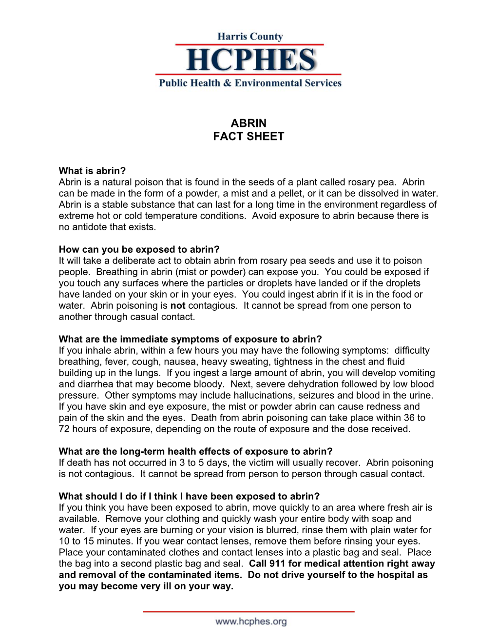 Abrin Fact Sheet