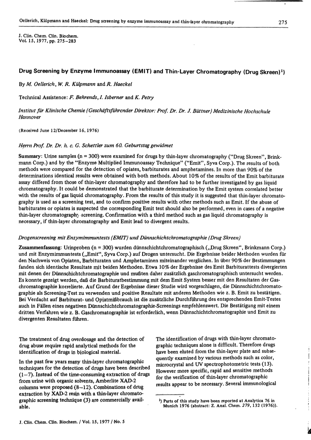 And Thin-Layer Chromatography (Drug Skreen)1)