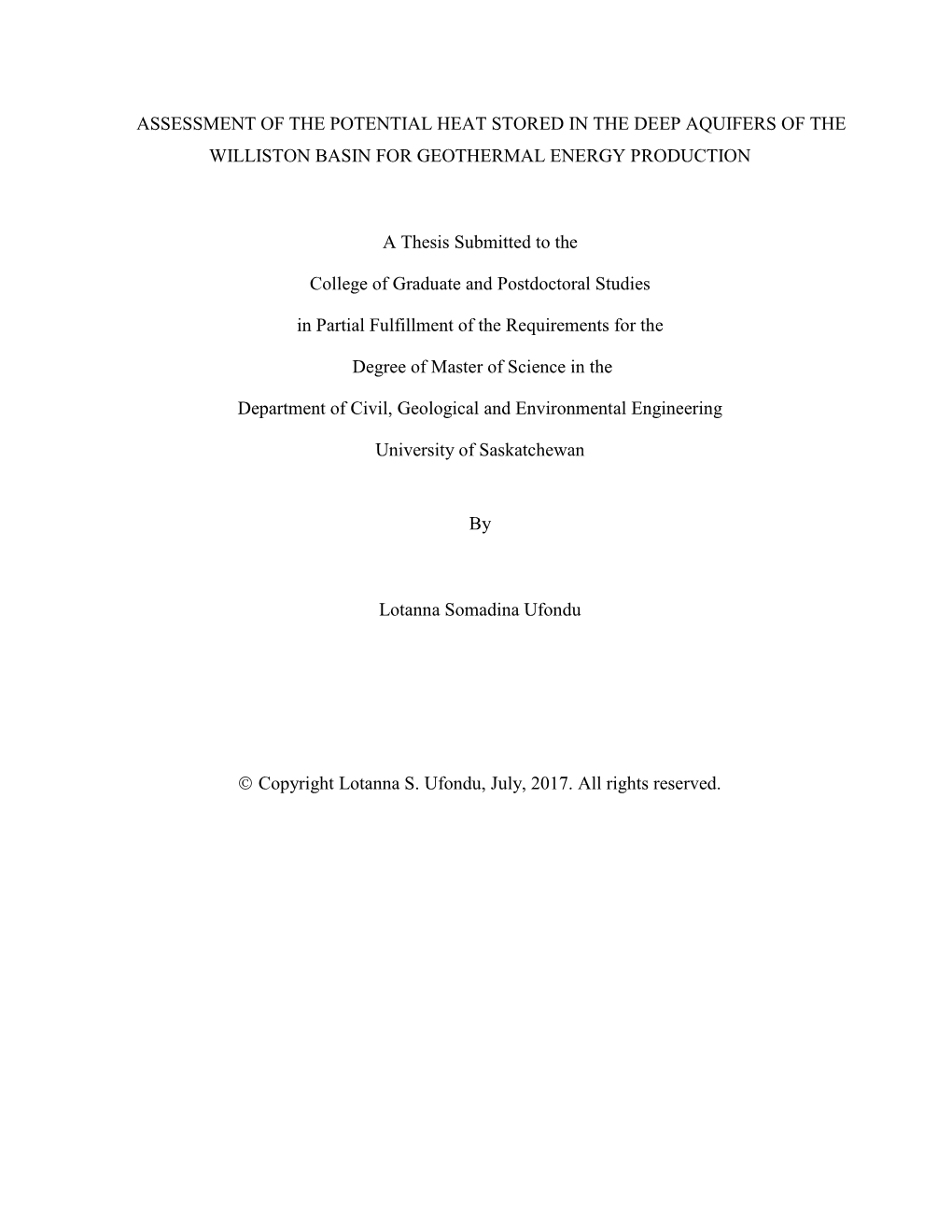 Assessment of the Potential Heat Stored in the Aquifers/Reservoirs Of