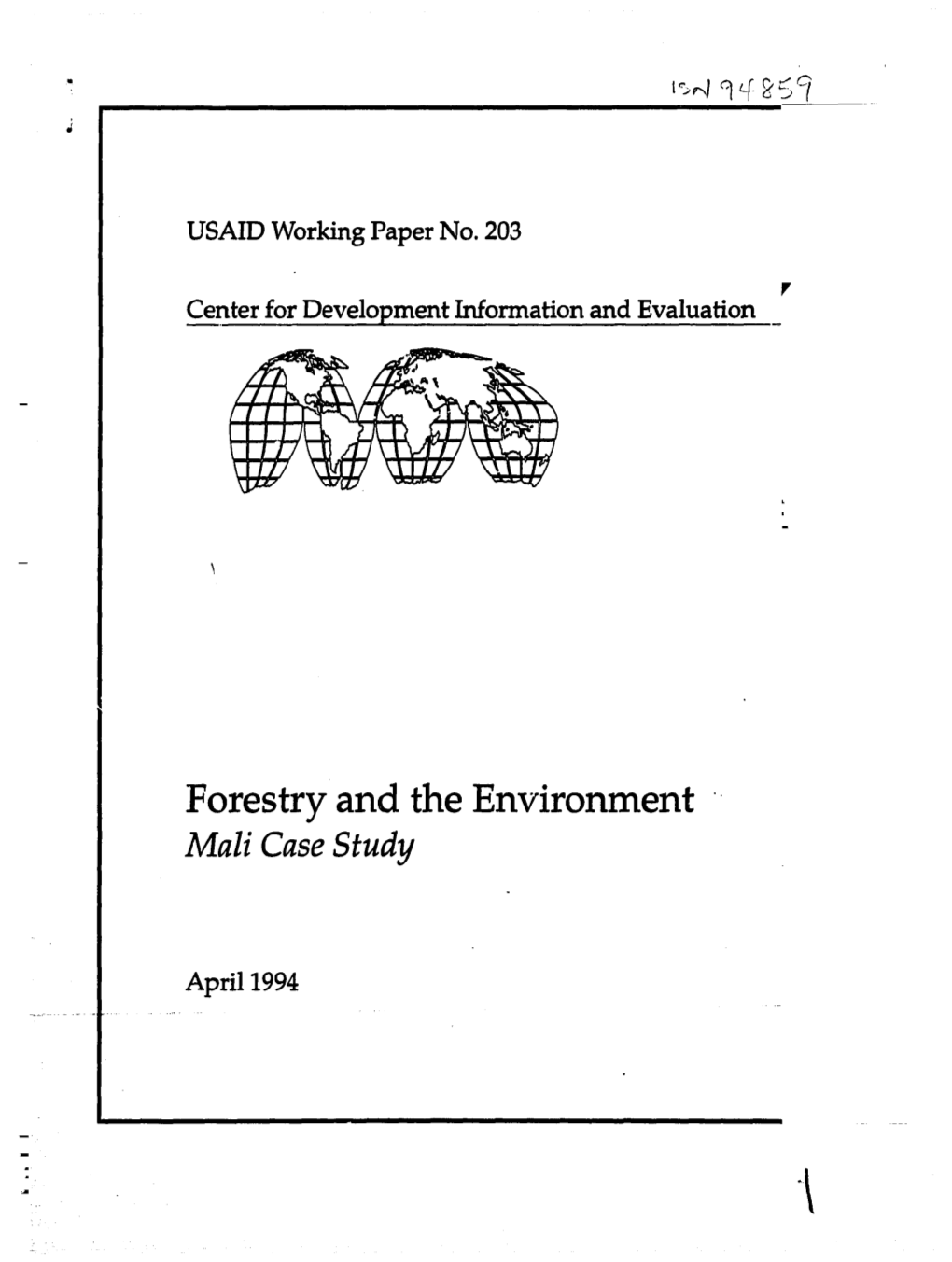 Forestry and the Environment Mali Case Study
