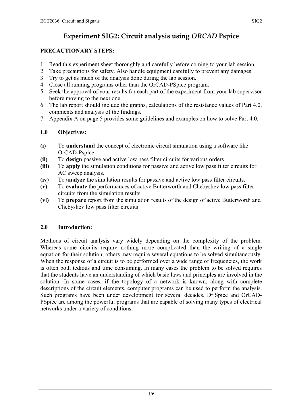 ECT 2036 Circuits and Signals