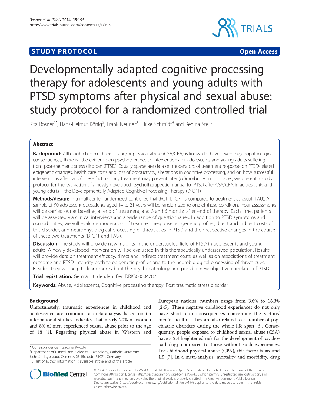 Developmentally Adapted Cognitive Processing Therapy for Adolescents