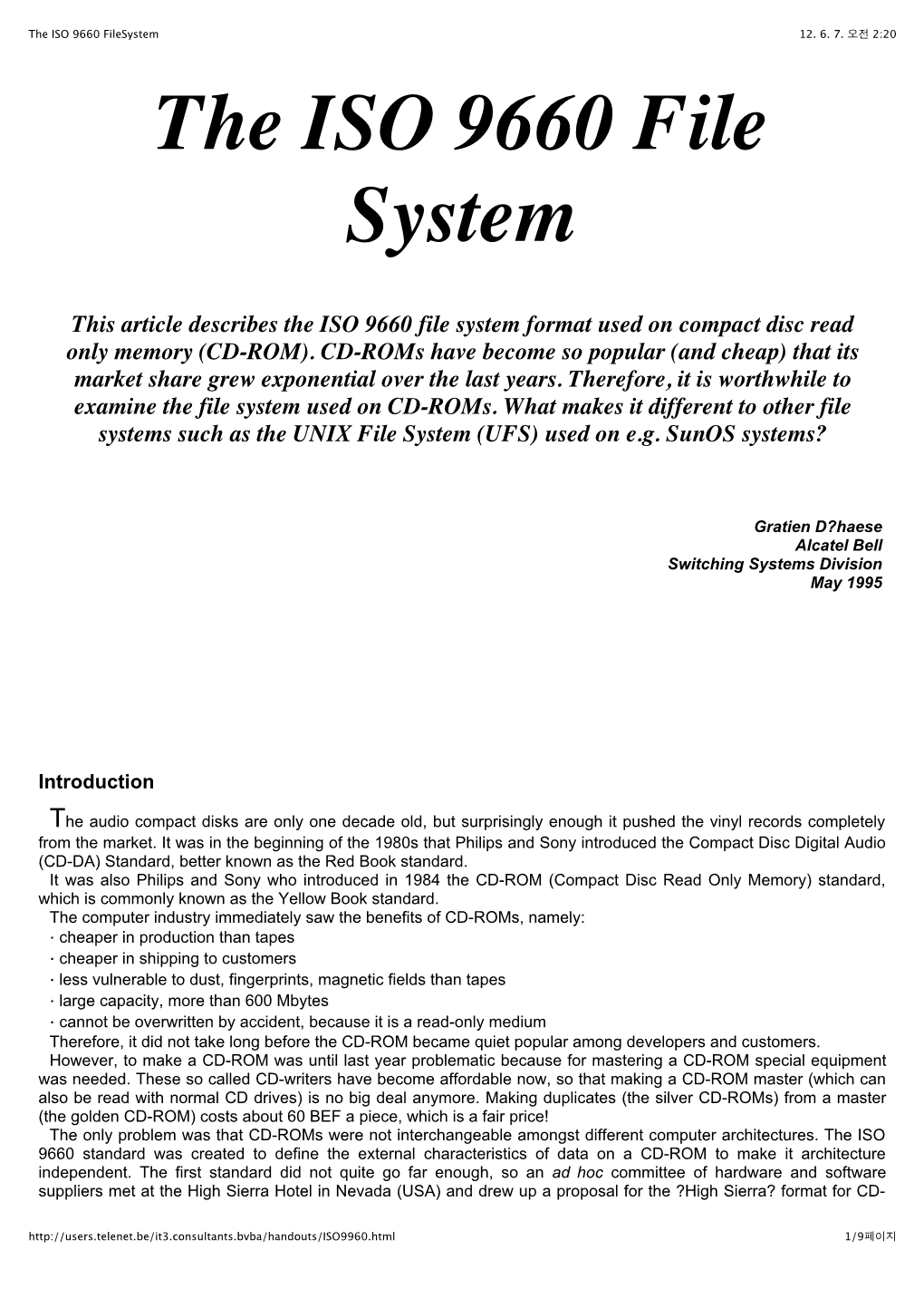 The ISO 9660 Filesystem 12