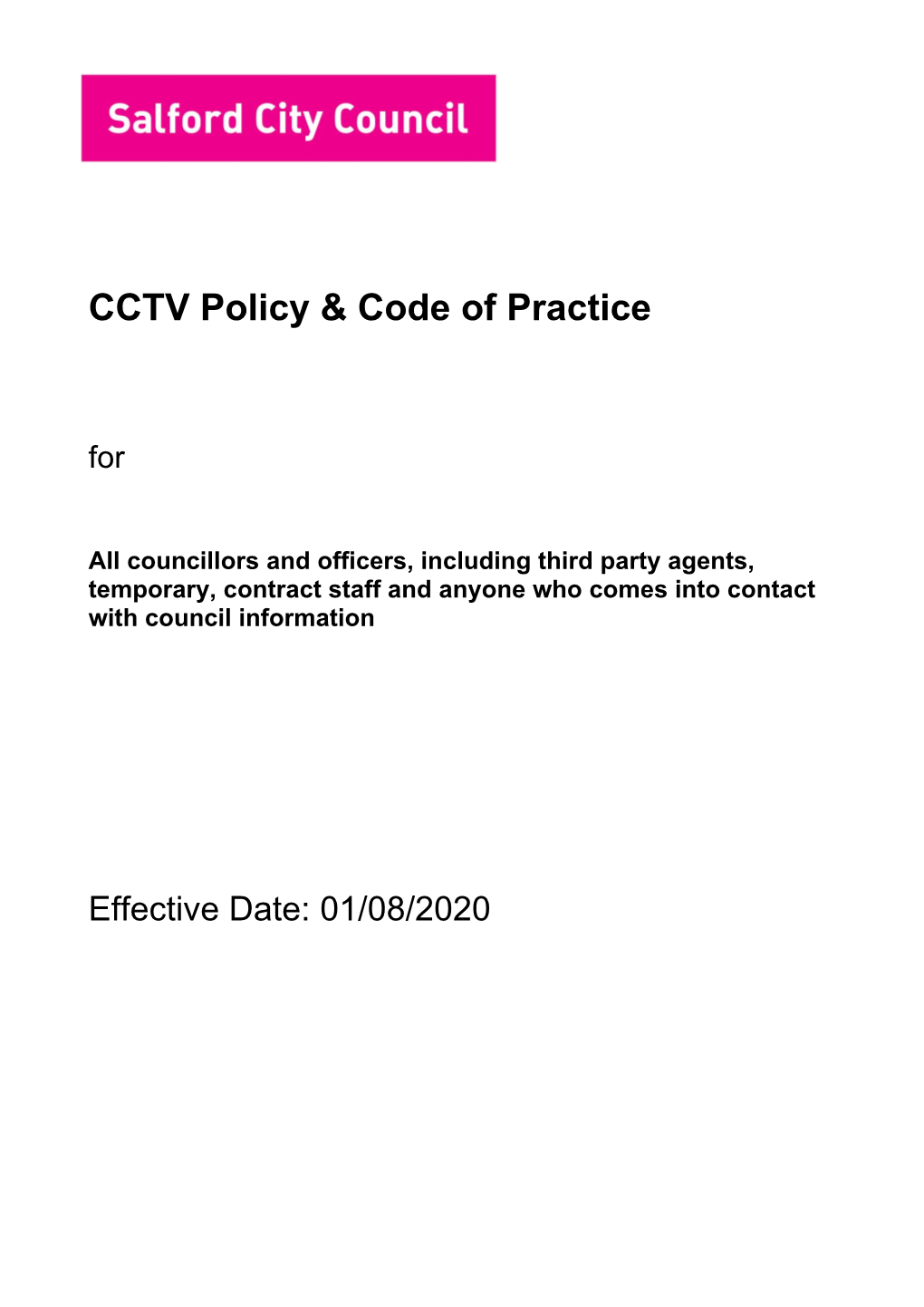 CCTV Policy & Code of Practice