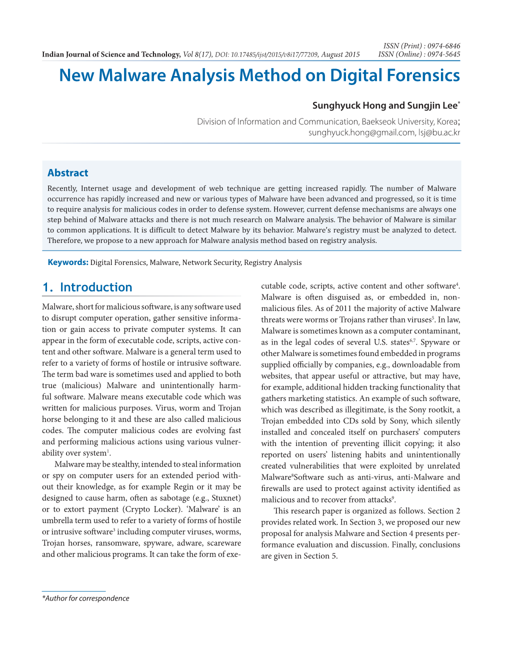 New Malware Analysis Method on Digital Forensics