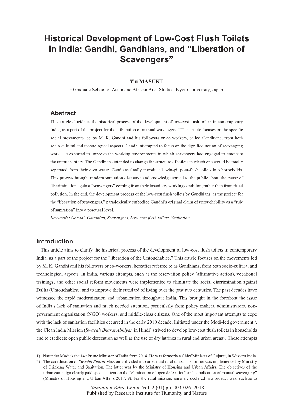 Historical Development of Low-Cost Flush Toilets in India: Gandhi, Gandhians, and “Liberation of Scavengers”