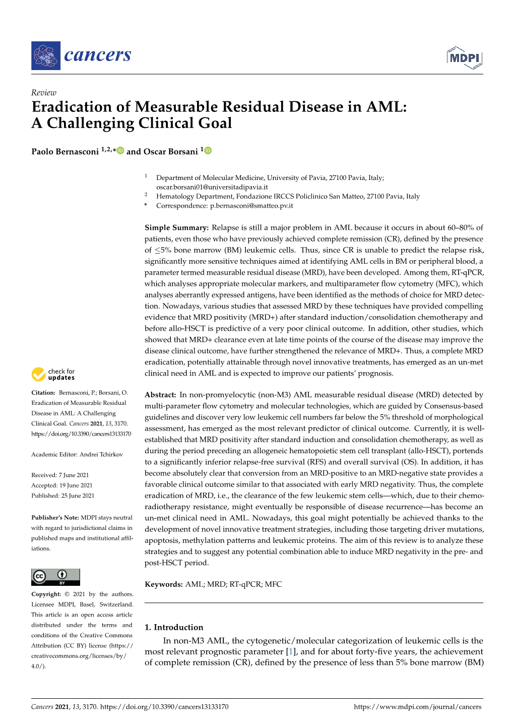 Eradication of Measurable Residual Disease in AML: a Challenging Clinical Goal