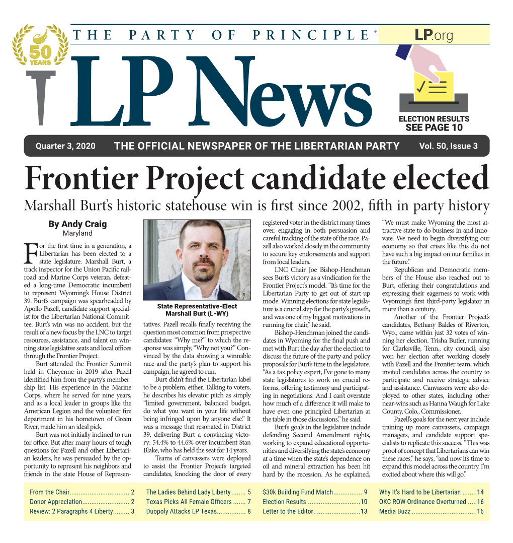 Frontier Project Candidate Elected