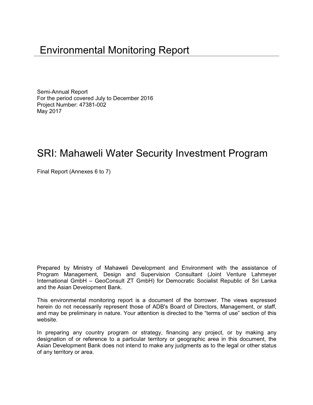 Environmental Monitoring Report