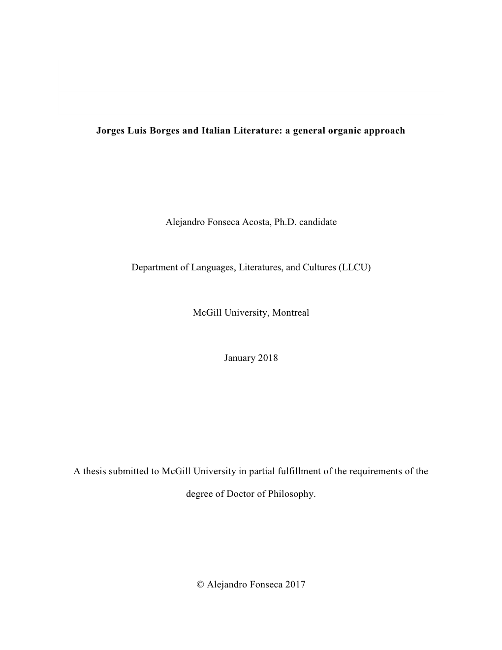 Jorges Luis Borges and Italian Literature: a General Organic Approach