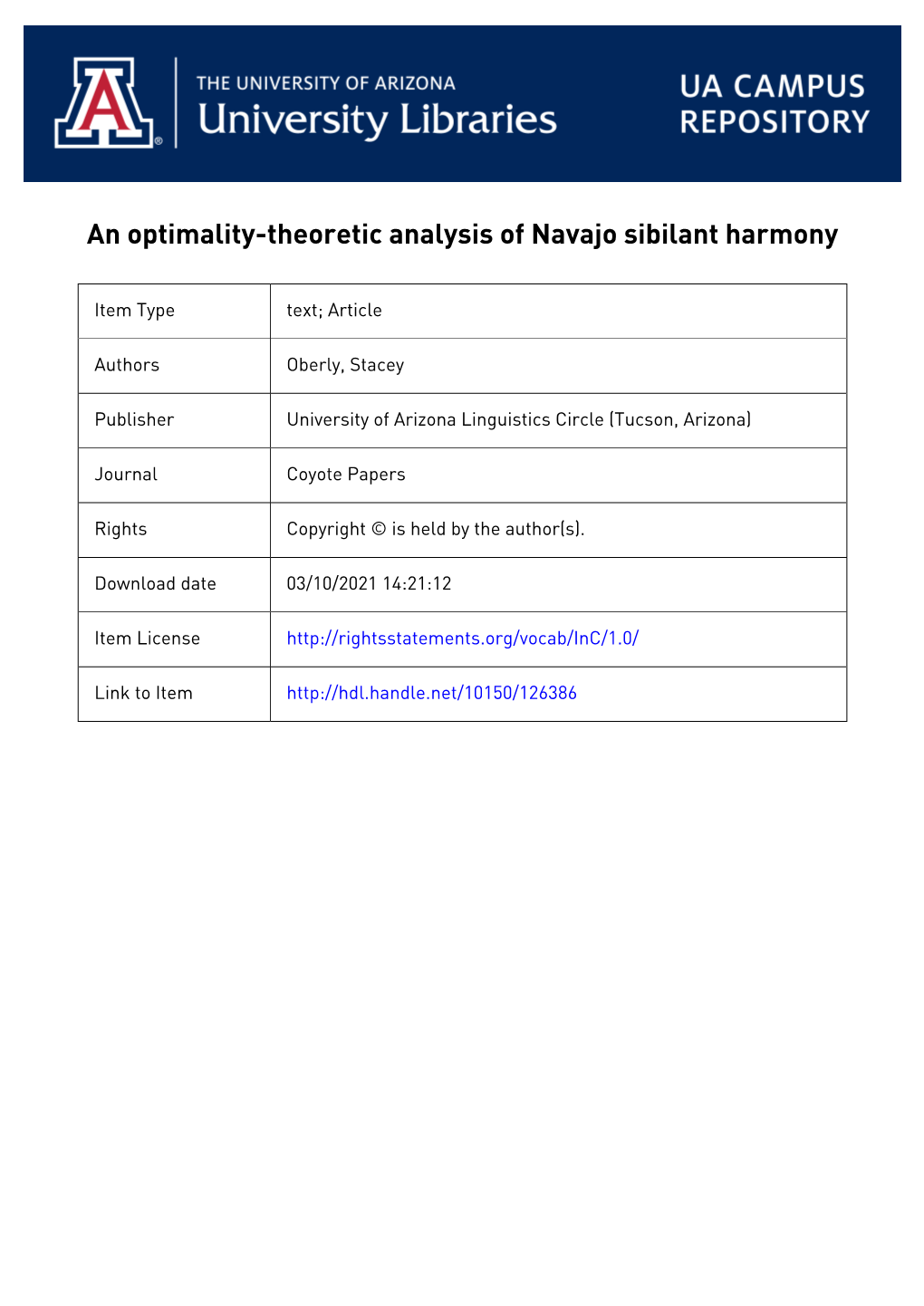 An Optimality-Theoretic Analysis of Navajo Sibilant Harmony