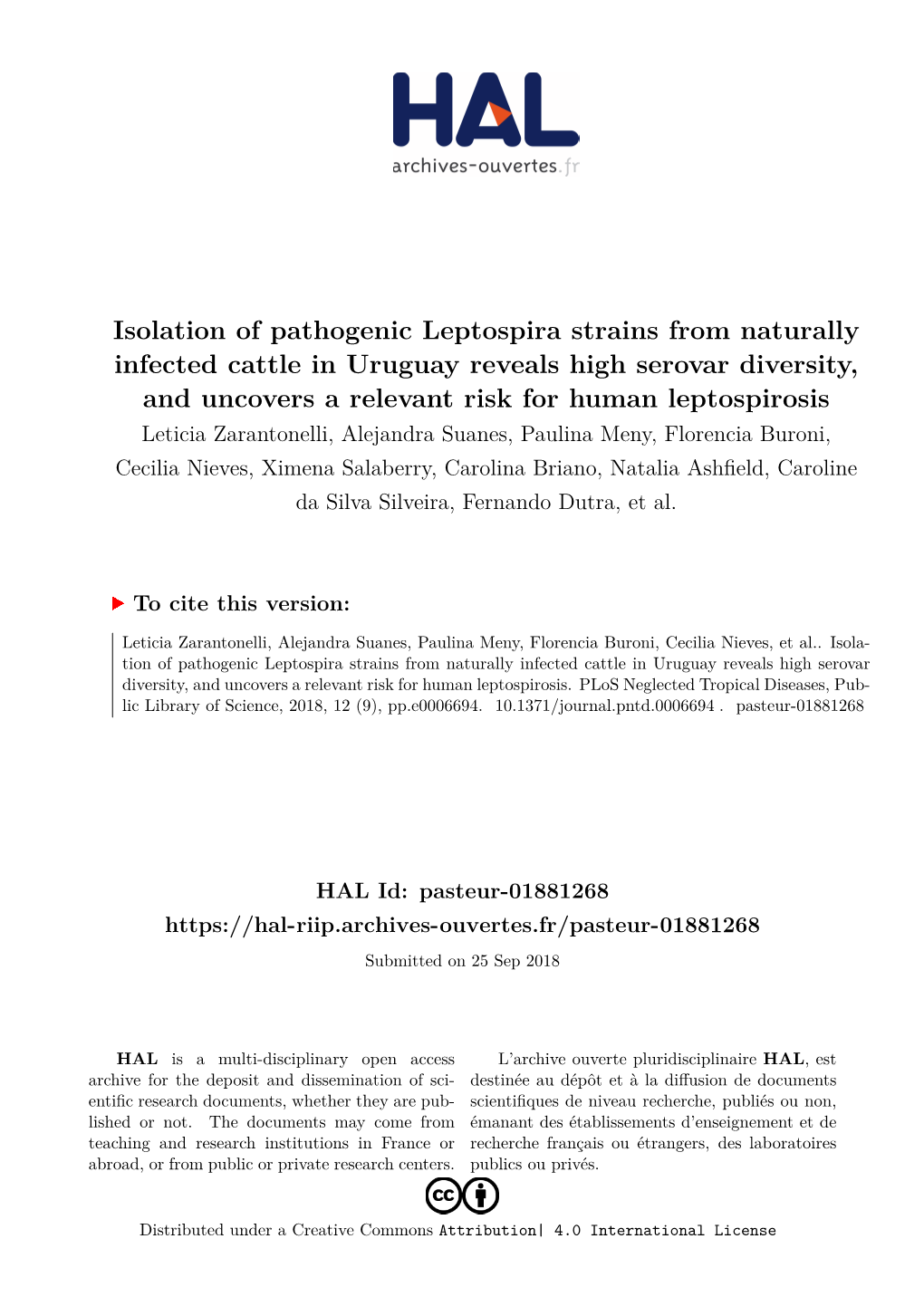 Isolation of Pathogenic Leptospira Strains from Naturally