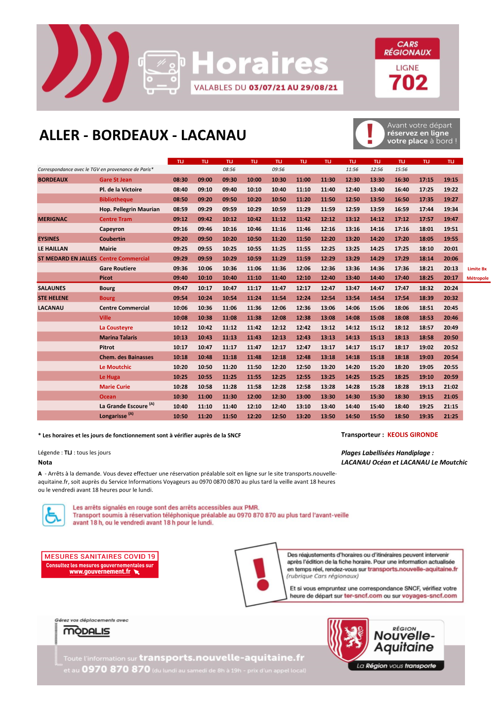 Aller - Bordeaux - Lacanau