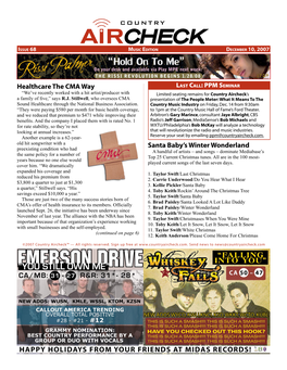 December 10, 2007 Country Aircheck Music Edition Page 3 13