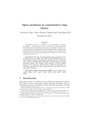 Open Problems in Commutative Ring Theory