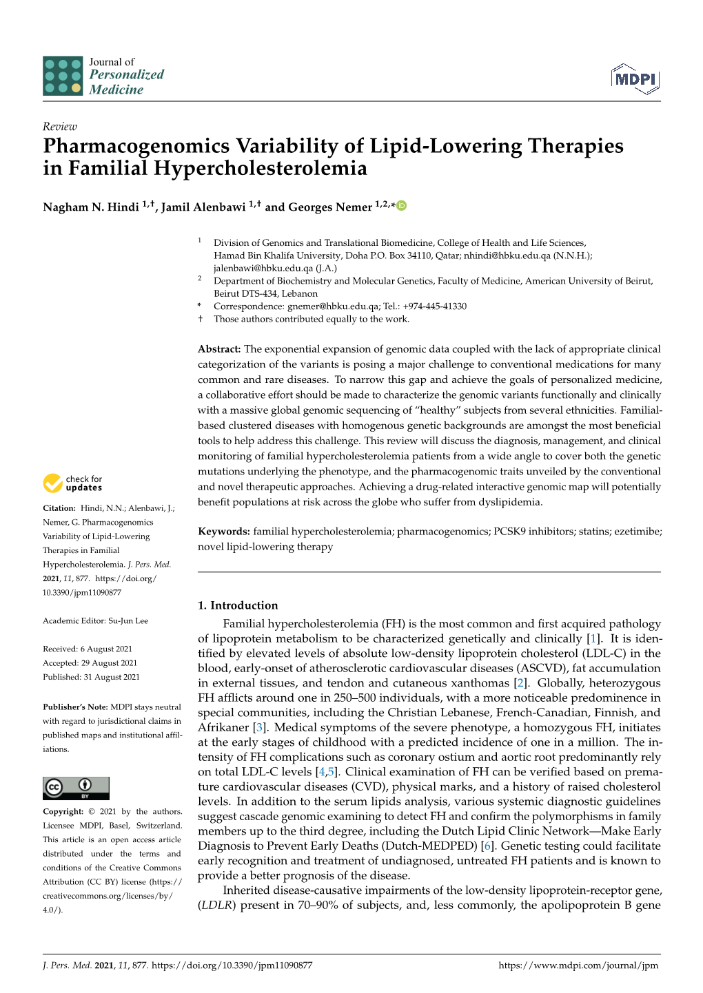 Pharmacogenomics Variability of Lipid-Lowering Therapies in Familial Hypercholesterolemia