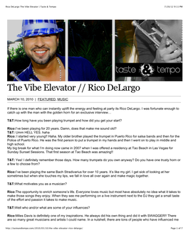 Rico Delargo the Vibe Elevator | Taste & Tempo