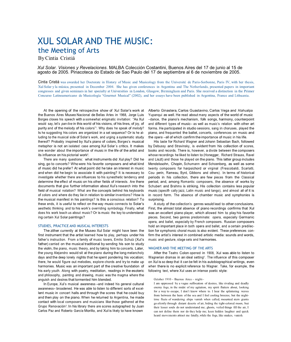 XUL SOLAR and the MUSIC: the Meeting of Arts by Cintia Cristiá