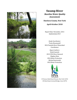 Swamp River Baseline Water Quality Assessment Dutchess County, New York