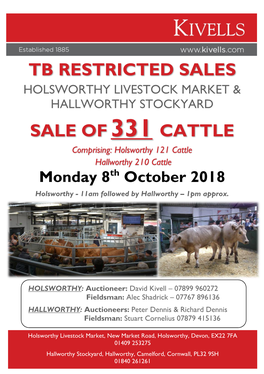 Tb Restricted Sales Sale of 331 Cattle