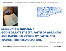 Session #5: Romans 4 God's Greatest Gift. Faith of Abraham And