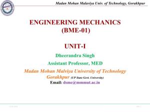Engineering Mechanics (Bme-01) Unit-I