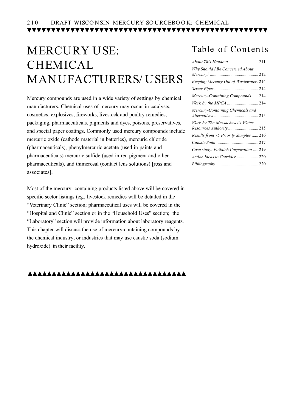 Mercury Use: Chemical Manufacturers/Users