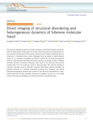 Direct Imaging of Structural Disordering and Heterogeneous Dynamics of Fullerene Molecular Liquid