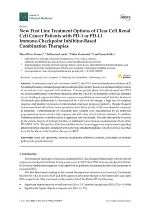 New First Line Treatment Options of Clear Cell Renal Cell Cancer Patients with PD-1 Or PD-L1 Immune-Checkpoint Inhibitor-Based Combination Therapies