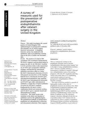 A Survey of Measures Used for the Prevention of Postoperative