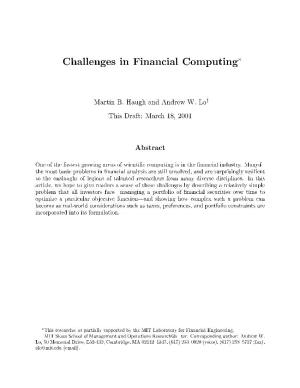 Challenges in Financial Computing