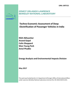Techno-Economic Assessment of Deep Electrification of Passenger Vehicles in India