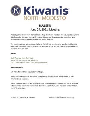 BULLETIN June 24, 2021, Meeting