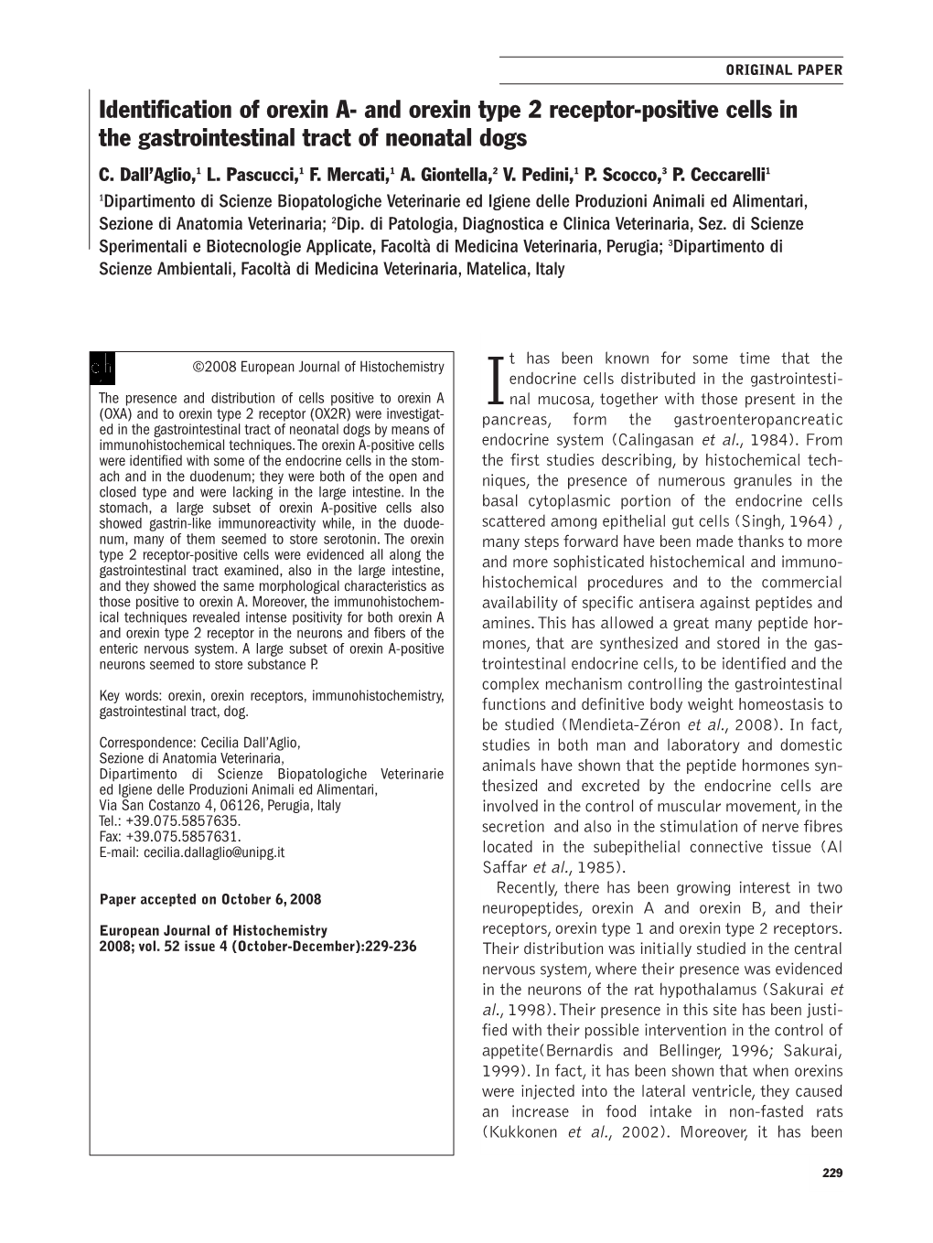 Identification of Orexin A-And Orexin Type 2 Receptor-Positive Cells in the Gastrointestinal Tract of Neonatal Dogs