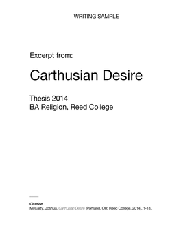 Carthusian Desire