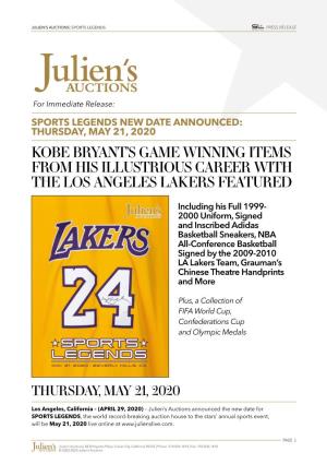 Kobe Bryant's Game Winning Items from His Illustrious